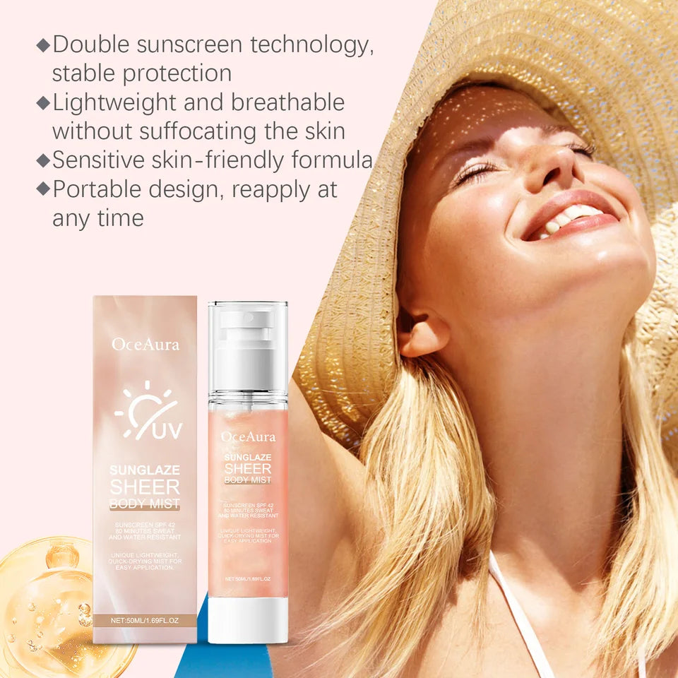 Oceaura Body Sunscreen Spray Refreshing Moisturizing Protect UV Reduce Dryness Prevent Sunburn Non-greasy Summer Sunblock Spray