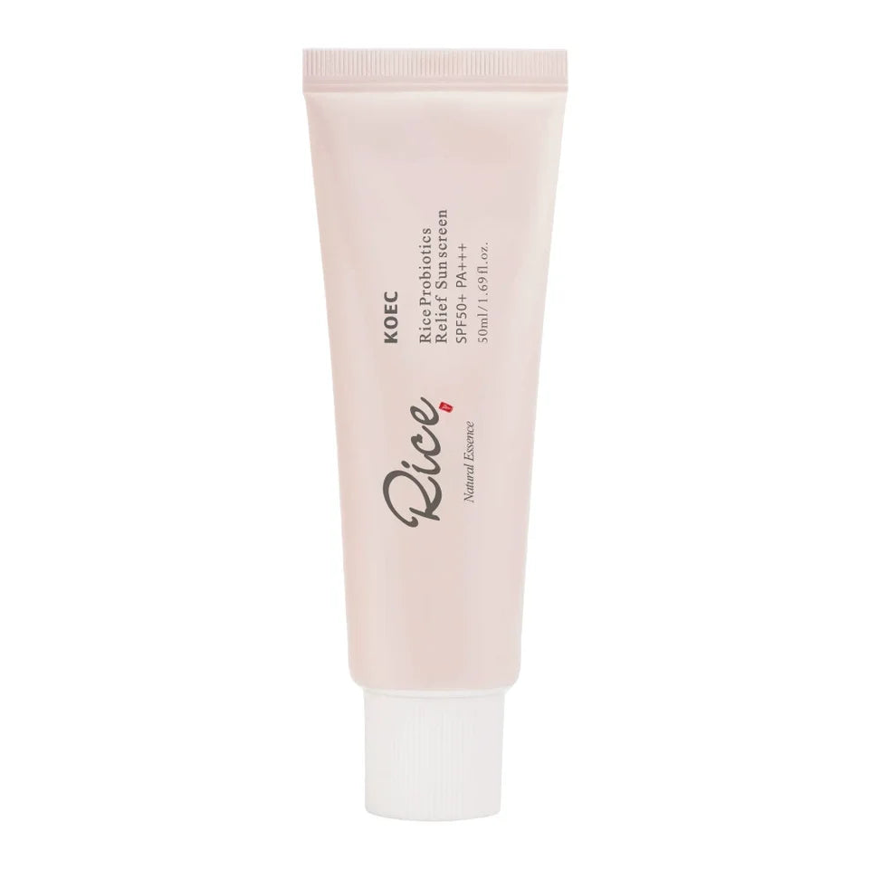 50ml KOEC Rice Probiotics Relief Sunscreen SPF50+ PA+++ Soothing Moisturizing Lightweight Non-Sticky Texture Natural Essence
